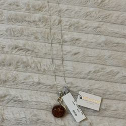 Amber Sterling Silver Necklace 