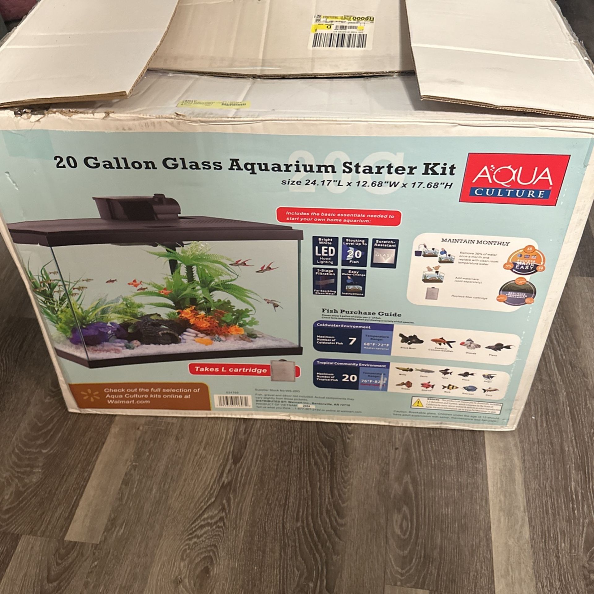 20 Gallon Glass Aquarium Starter Kit