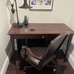 Small Desk With Leather Chair - $60