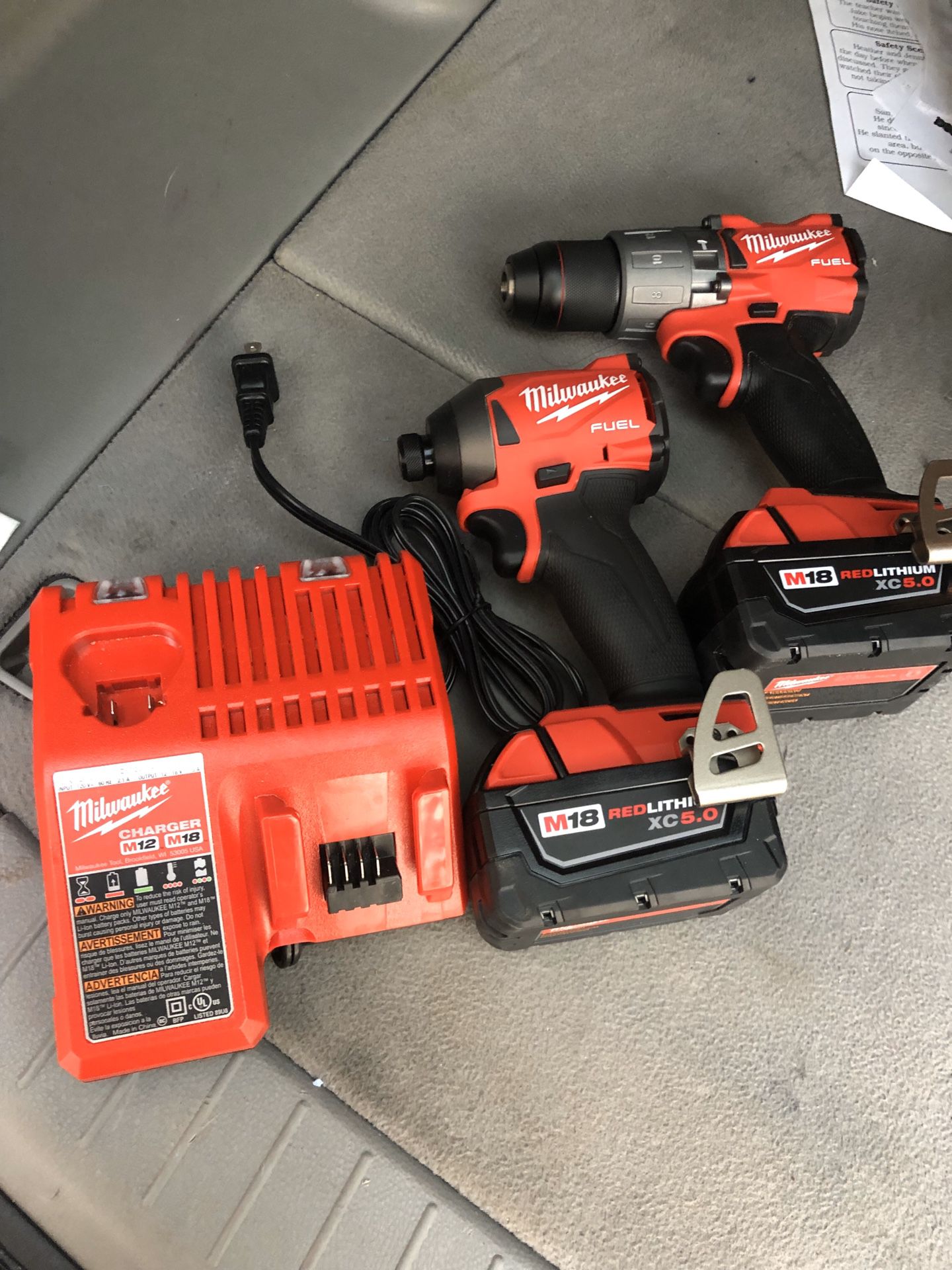 Milwaukee M18 FUEL 18-Volt Lithium-Ion Brushless Cordless Hammer Drill and Impact Driver Combo Kit (2-Tool) with Two 5Ah Batteries