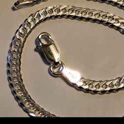 7" Double Cuban Link Bracelet Solid Sterling Silver Stamped Italian Silver 