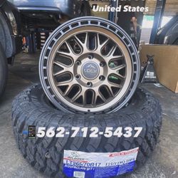 LT 265/70/17 Atlander MT And Lock Off Road Rims Toyota Tacoma 4Runner Chevy GMC Sierra