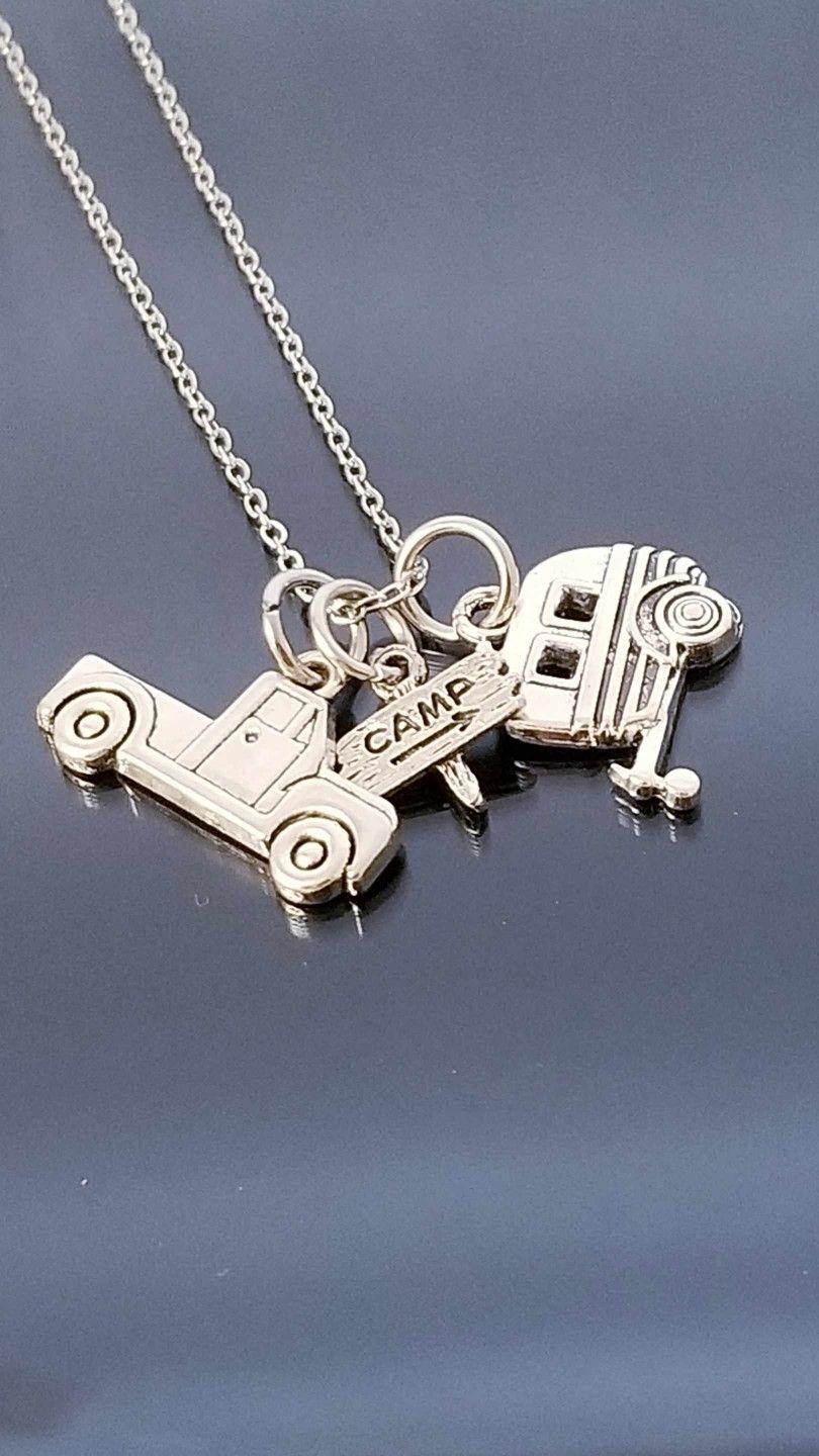 Happy Camper ♥️ Necklace /Camping Trailer /Camp Sign /Truck Charm