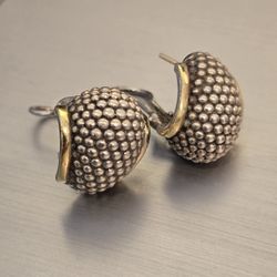 Lagos Caviar 18k .750 sterling Silver Huggie earrings 