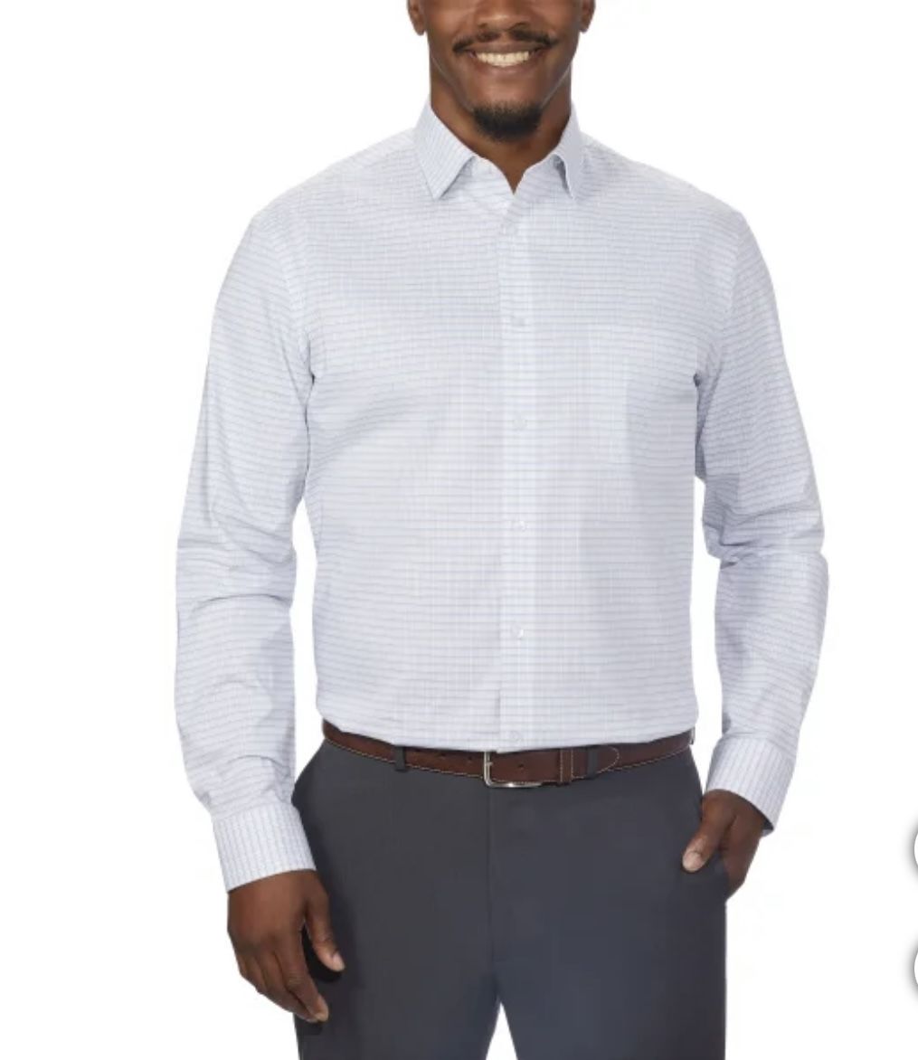 NWT Calvin Klein Men’s Performance Dress Shirt Dark Blue Size L 16-16 1/2 36/37