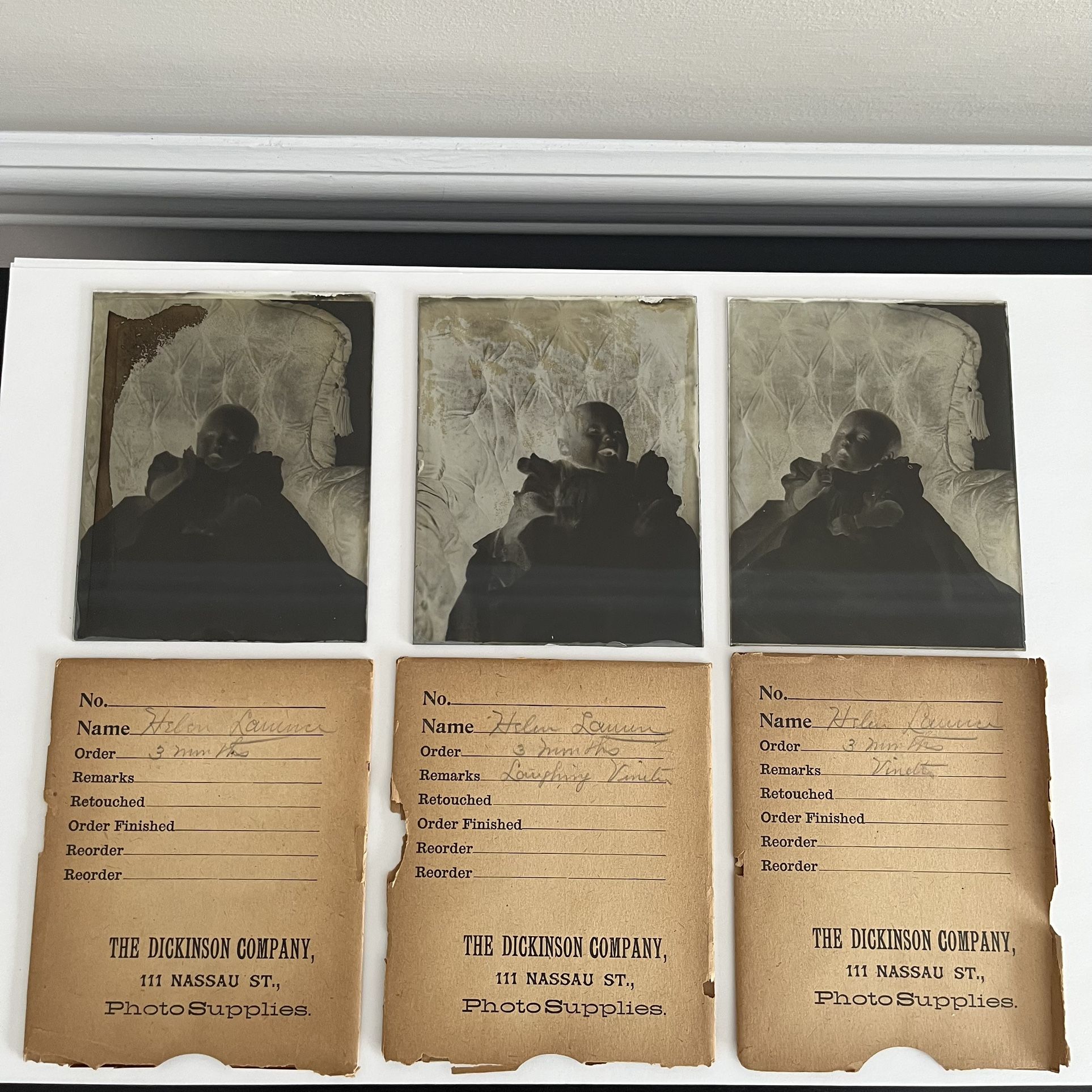 Antique Glass Plate Negatives Baby 3 Months Early 1900s 5 X 4 Inch