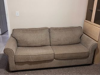 Beige Fabric queen Two-Cushion Sofa bed