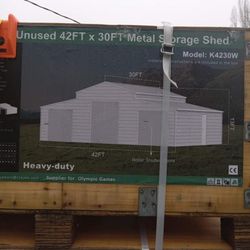 AllMetal K4230W 42ft By 30ft 3 Door Garage Building, With Doors!!