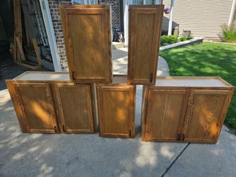 Cabinets. Oak finish