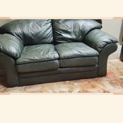 Dark Green Loveseat Leather Couch