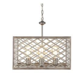 Home Decorators Collection Wallace Manor Collection 4-Light Gilded Pewter Pendant with Interweaving Open Cage Frame