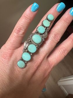 7 stone Turquoise Sterling Silver Ring