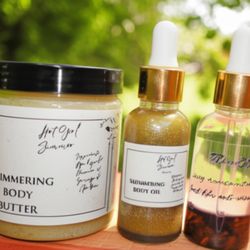 Shimmering Body Oil And Body Butter Set Dark Gold 
