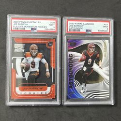 Joe Burrow Rookie PSA 9 Lot (2) 2020 Panini Momentum Illusions NFL RC Bengals