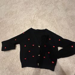 Black Wool Cardigan Sweater 