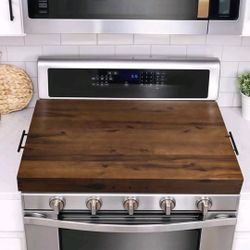 Brand New Stove Top Cover for Electric Stove – 30” x 22” Walnut Wooden Noodle Board with Handles