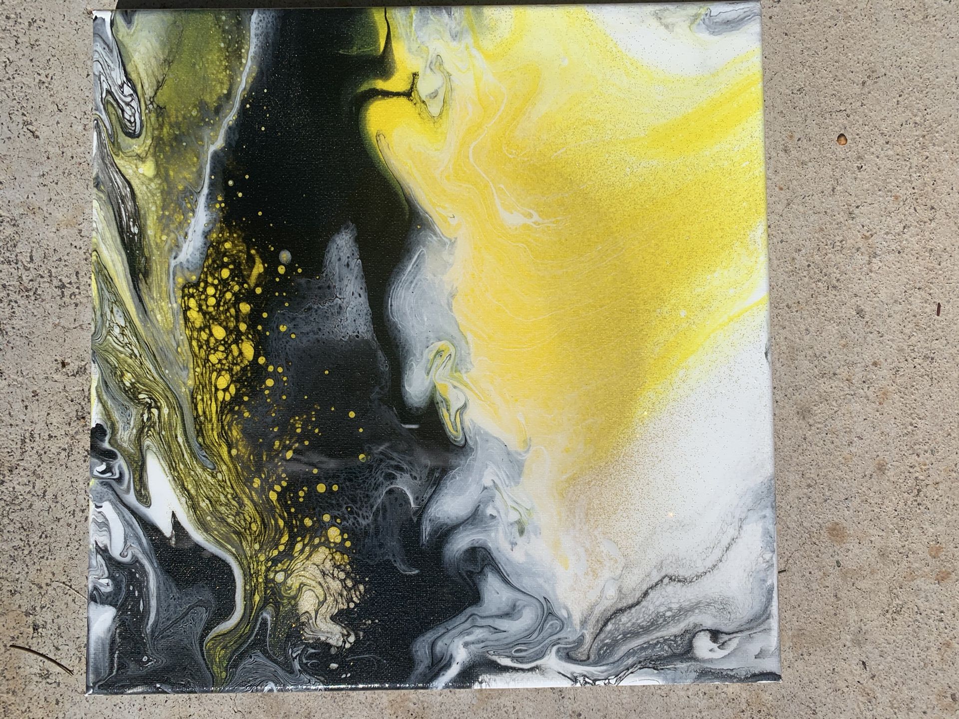 Acrylic pour with resin coating 12x12 canvas