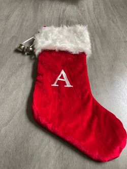 Monogram 'A' Christmas Stocking with Bells