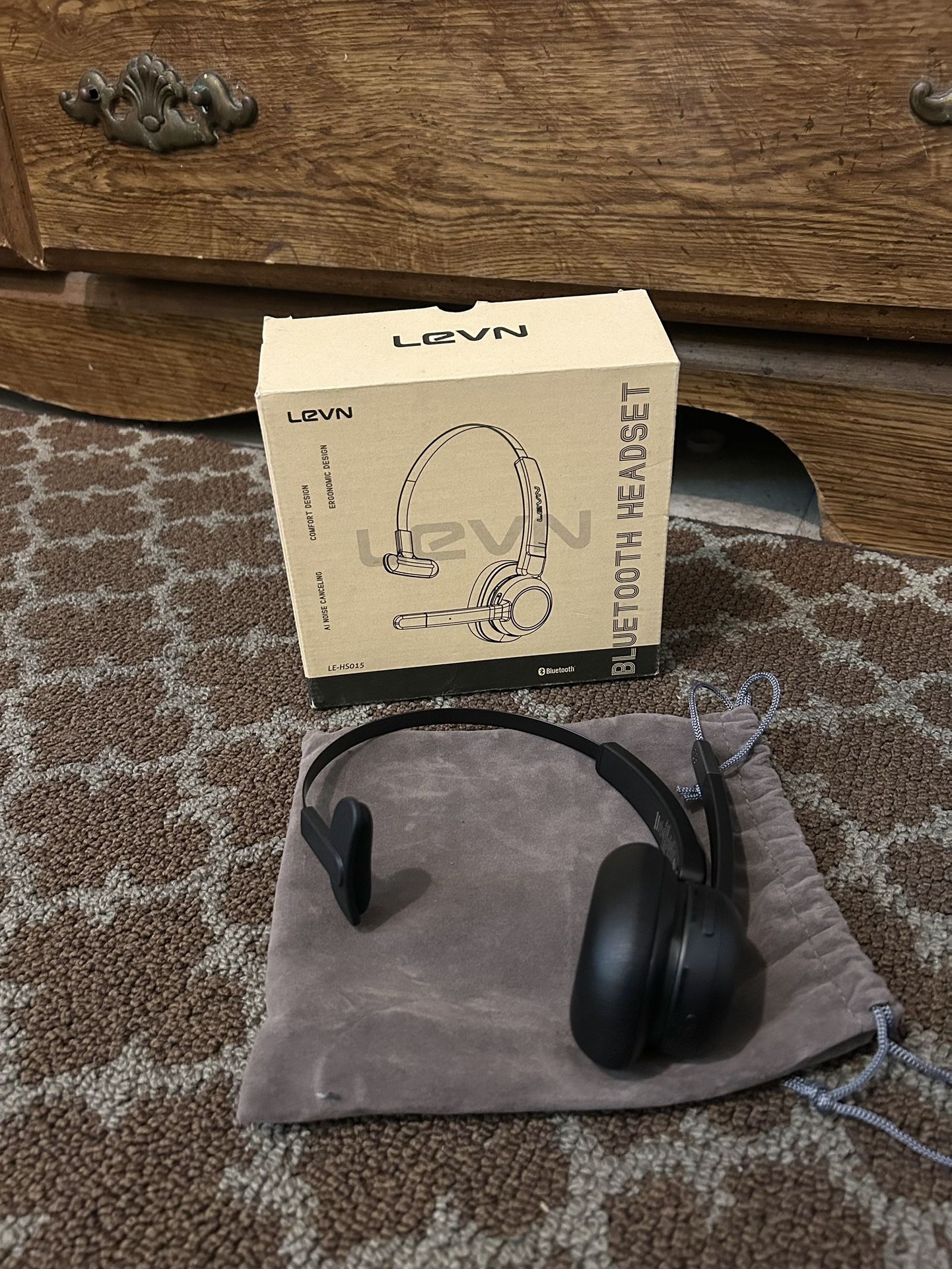 LEVN Wireless Bluetooth Headset w/ Mic – Clear Calls, Long Battery