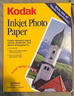 Kodak Inkjet Glossy Photo Paper 8.5x11 Letter 190gsm White 50 Sheets (contact info removed)