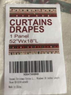 Christmas Curtain Valance 1 Panel 52W X 18L