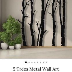 Wall Art Metal 5 Trees - Modern, Minimalistic, Nature, Forest 