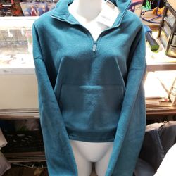 Rayne Polar Fleece 1/4 Zipper, FABLETICS XL / 12-14, Blue/Green Retail 94.95