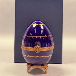 Faberge Collection Artist Signed, Sailing Yacht Egg, Serial No. 173 With Certificate 5.5" High