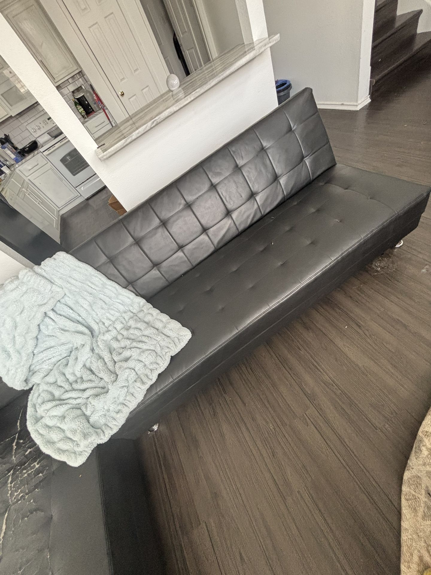 Black Sectional Sofa / Futon with Chaise – Budget Couch