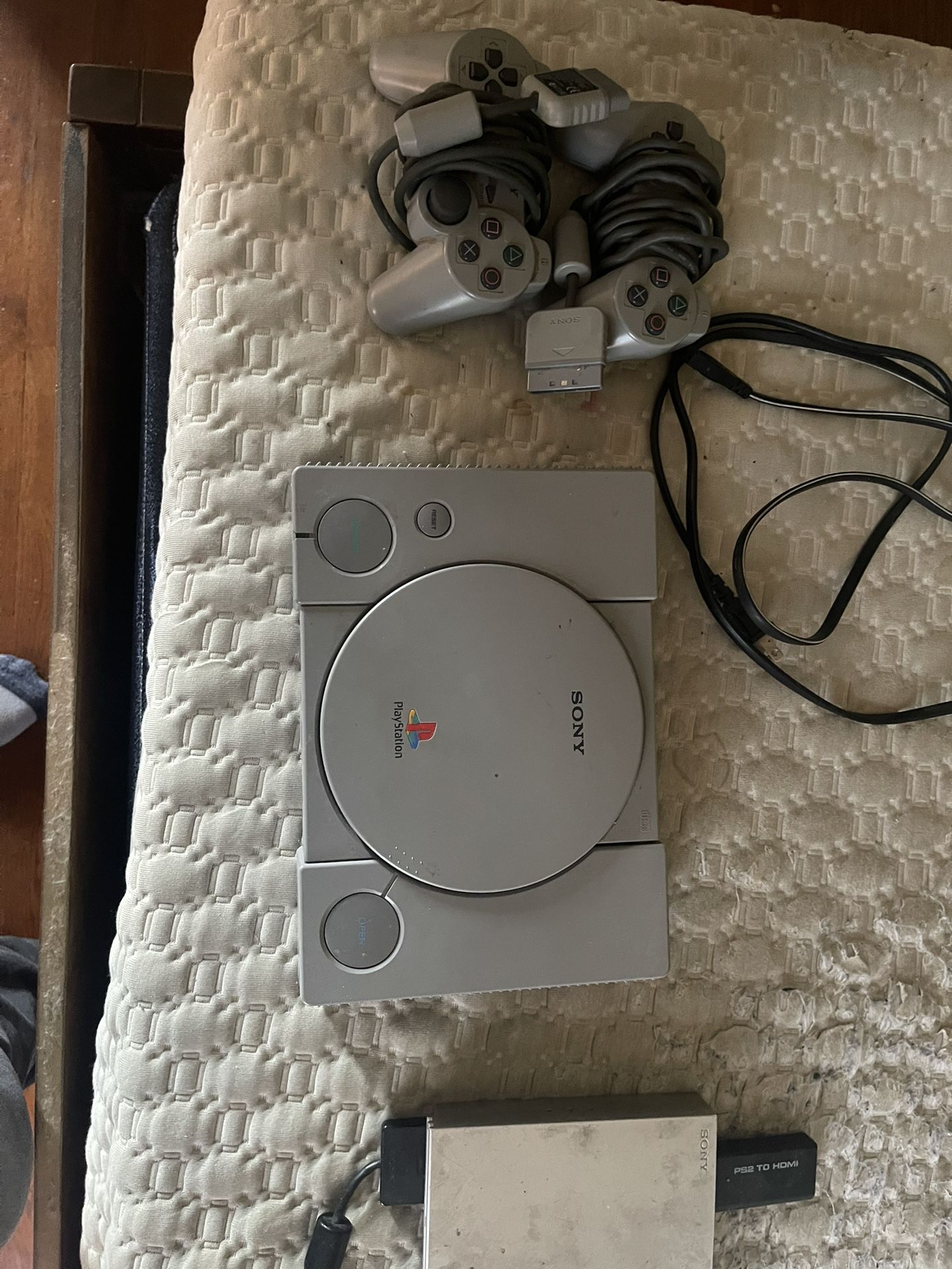 Ps1 And Ps2 Console With All Cords