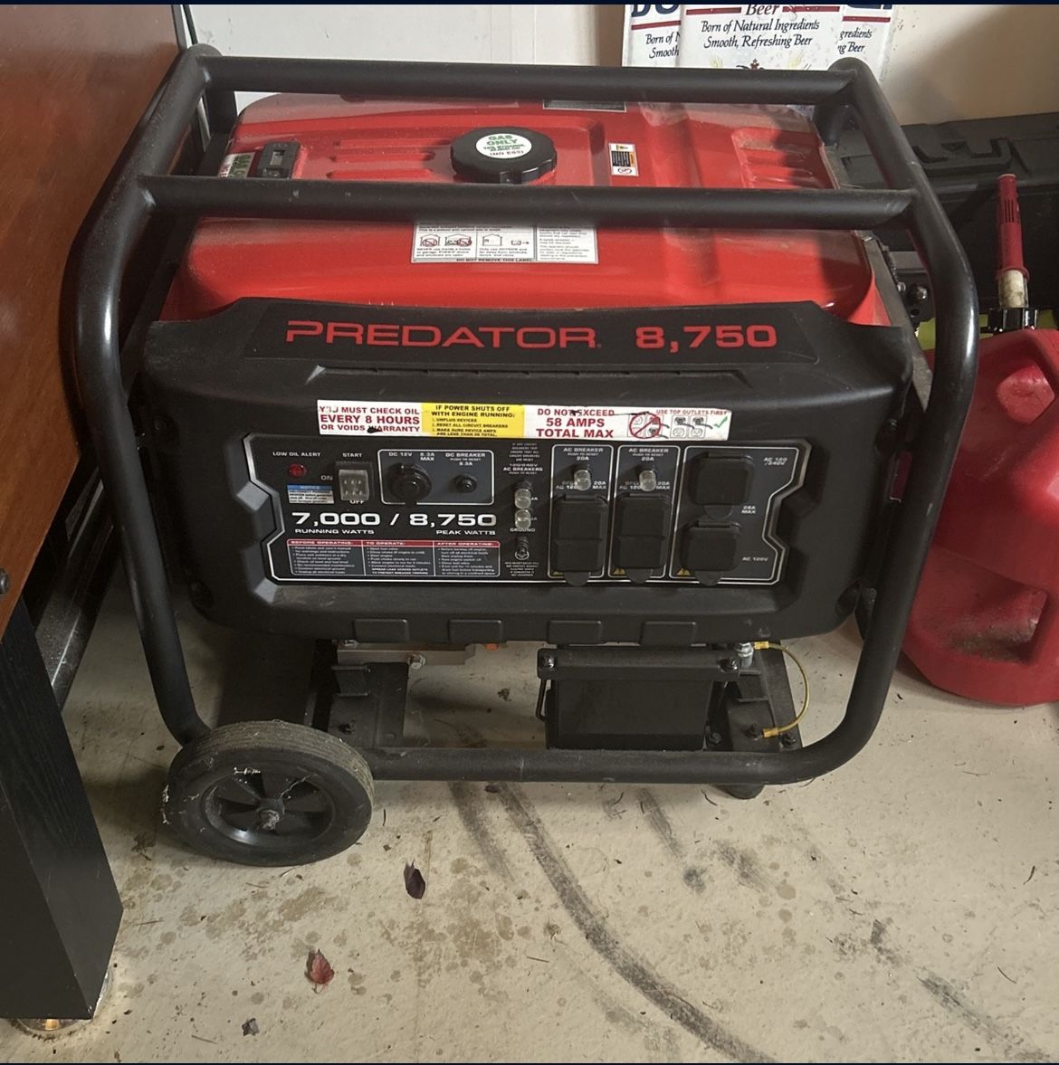 Predator 8750W Gas Generator – Electric Start – Like New