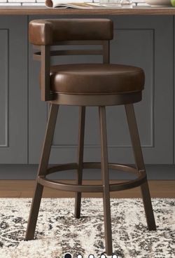 26” Swivel Brown Leather Counter Barstools