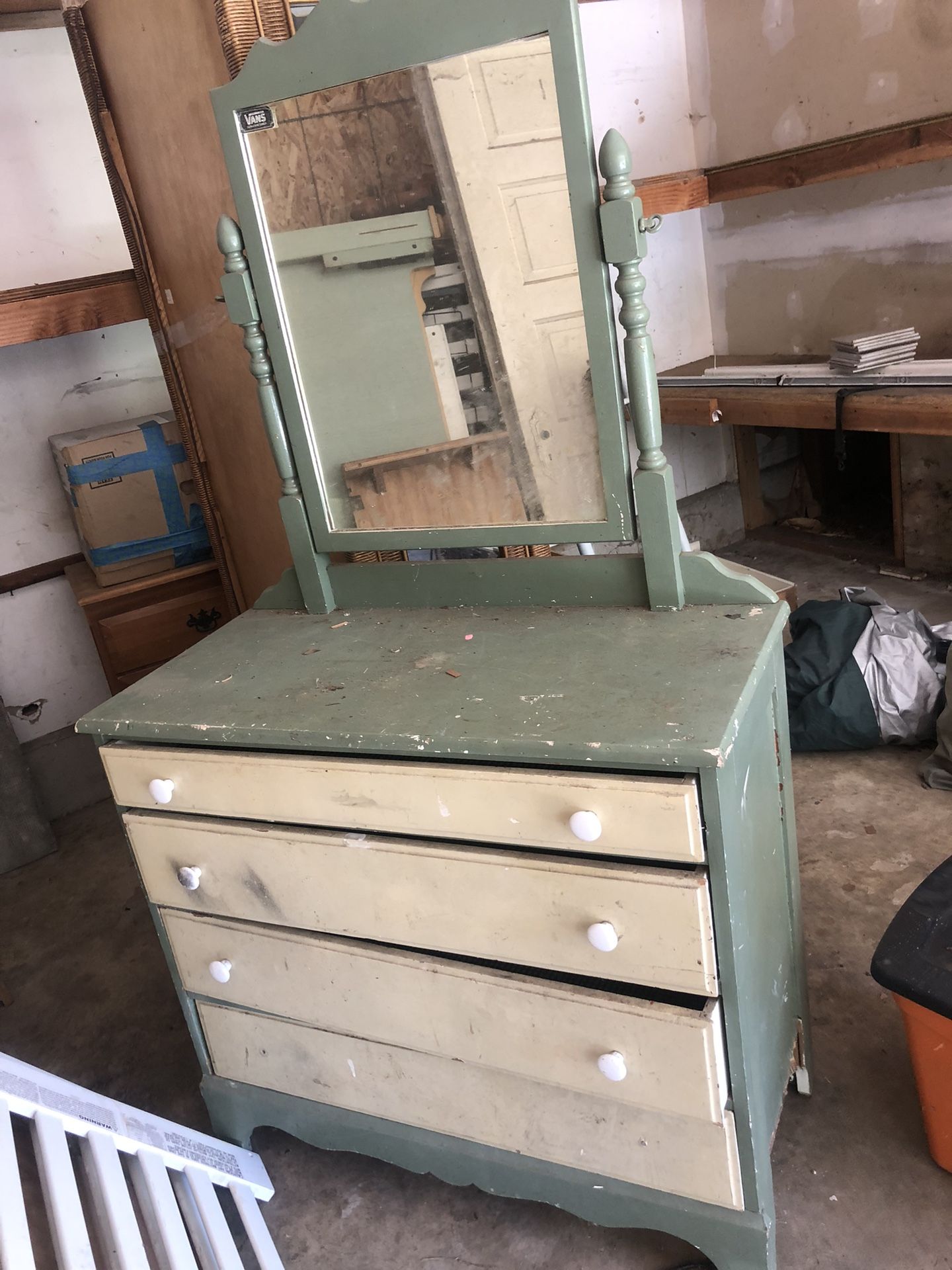 Vintage Dresser With Mirror