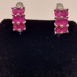 2.64 CT Ruby Sterling Silver Earrings