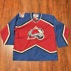 VTG Colorado Avalanche Men's Hockey Jersey Sz Large (Labeled XL)By CCM Read Blw! 