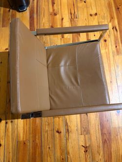 Tan Leather Chair with Chrome Frame