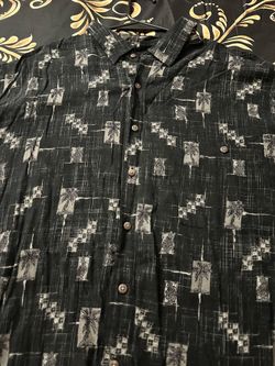 Black Palm Tree Print Button-Up Shirt