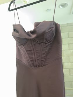 princess polly baby blue dress Urban Revivo Twist Front Midi Dress In Brown main image 1