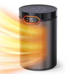 Space Heater, Portable Electric Heaters for Indoor Use with Thermostat & 24H Timer, 1500W PTC Ceramic Quiet Fast Heating Desk Heater, Safety Room Heat