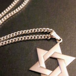 Men's Vintage Sterling Silver Star Of David Necklace 