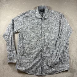 Hugo Boss Shirt Men’s 2XL Blue Classic Regular Fit All Over Print Geometric #802