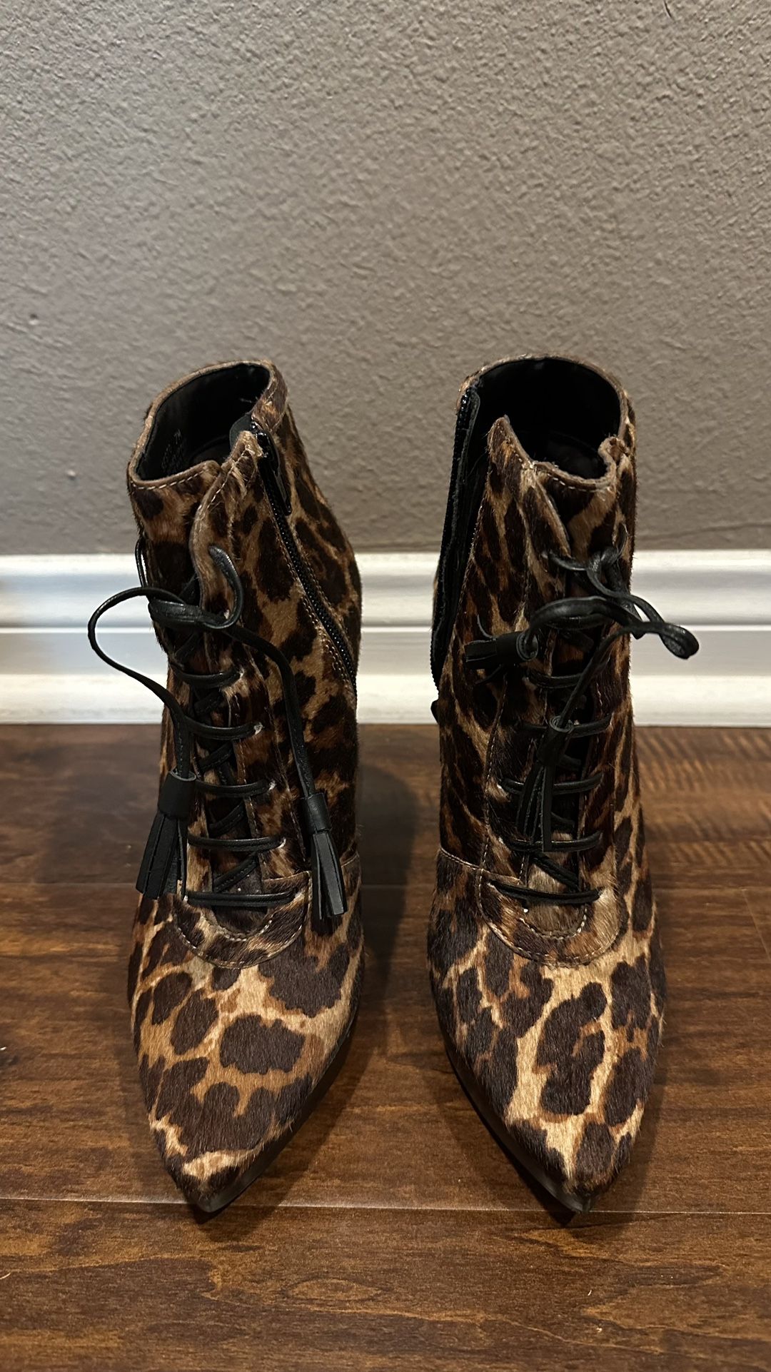 Steve Madden leopard fur boots