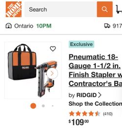 RIDGID Pneumatic 18 Gauge 1-1/2 Finish, Stapler