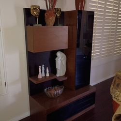 Wall Unit brown/black shelves drawers 200.00