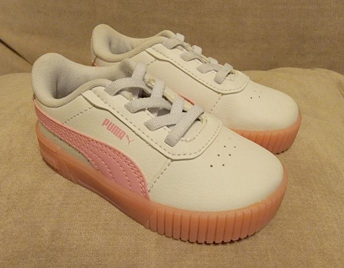 Puma - Girls toddler size 7C Carina 2.0 Jelly Bean Ac Shoes Color White/Pink Lilac