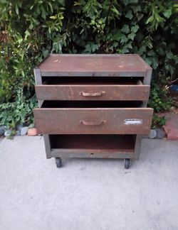 Craftsman Toolbox Rolloff Two Drawers Storage Shelf with Large Bottom Cubby 26 1/2" W X 12 1/2" D X 29" T