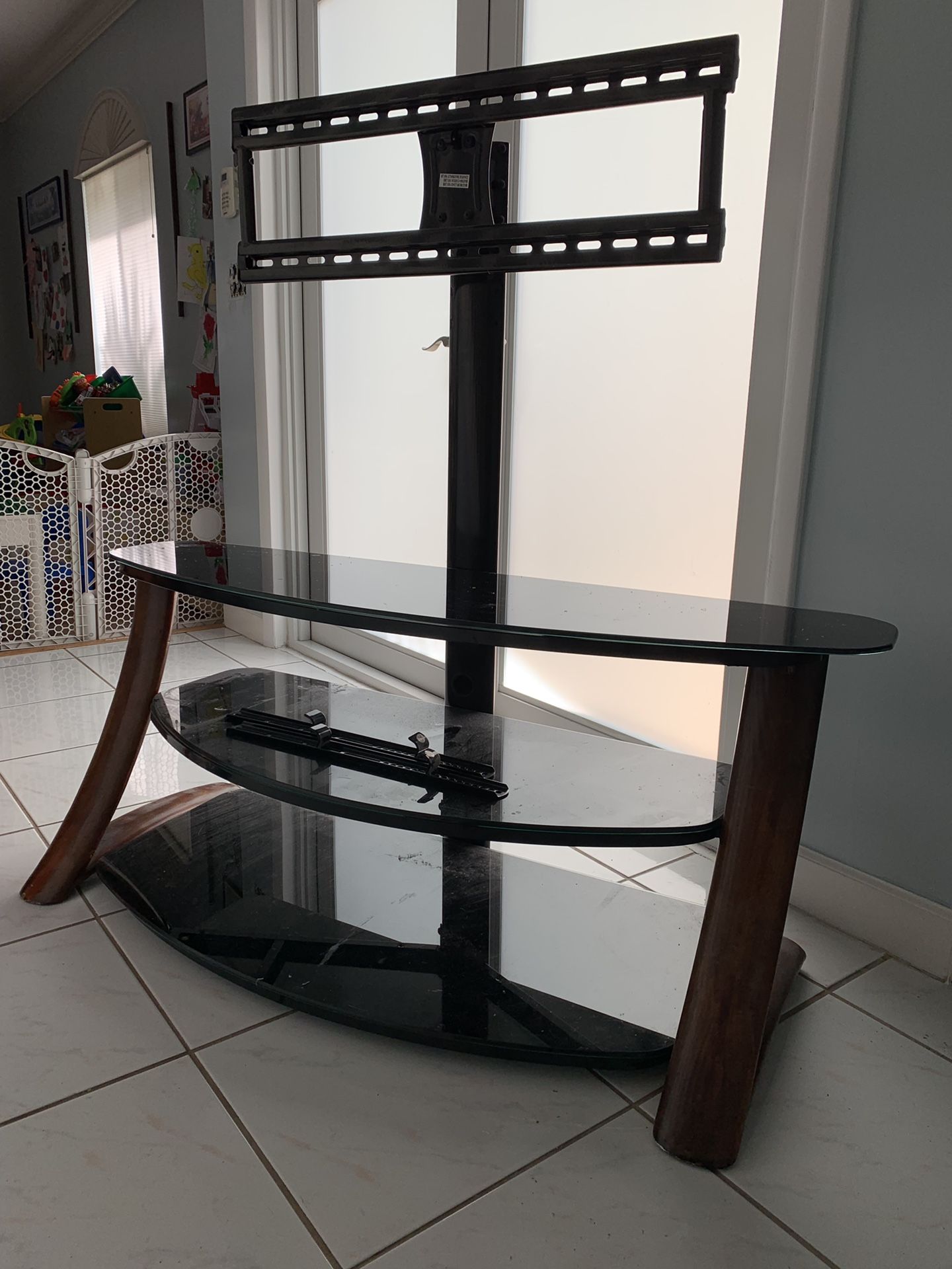 Tv stand with glass shelves