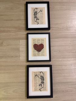 Halloween Wall Art 3 Pieces with frames 12” x 15”