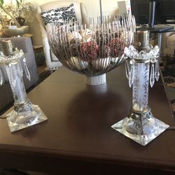 Collectible Vintage Designed Christal Table Lamp Set  Very Beautiful Set 