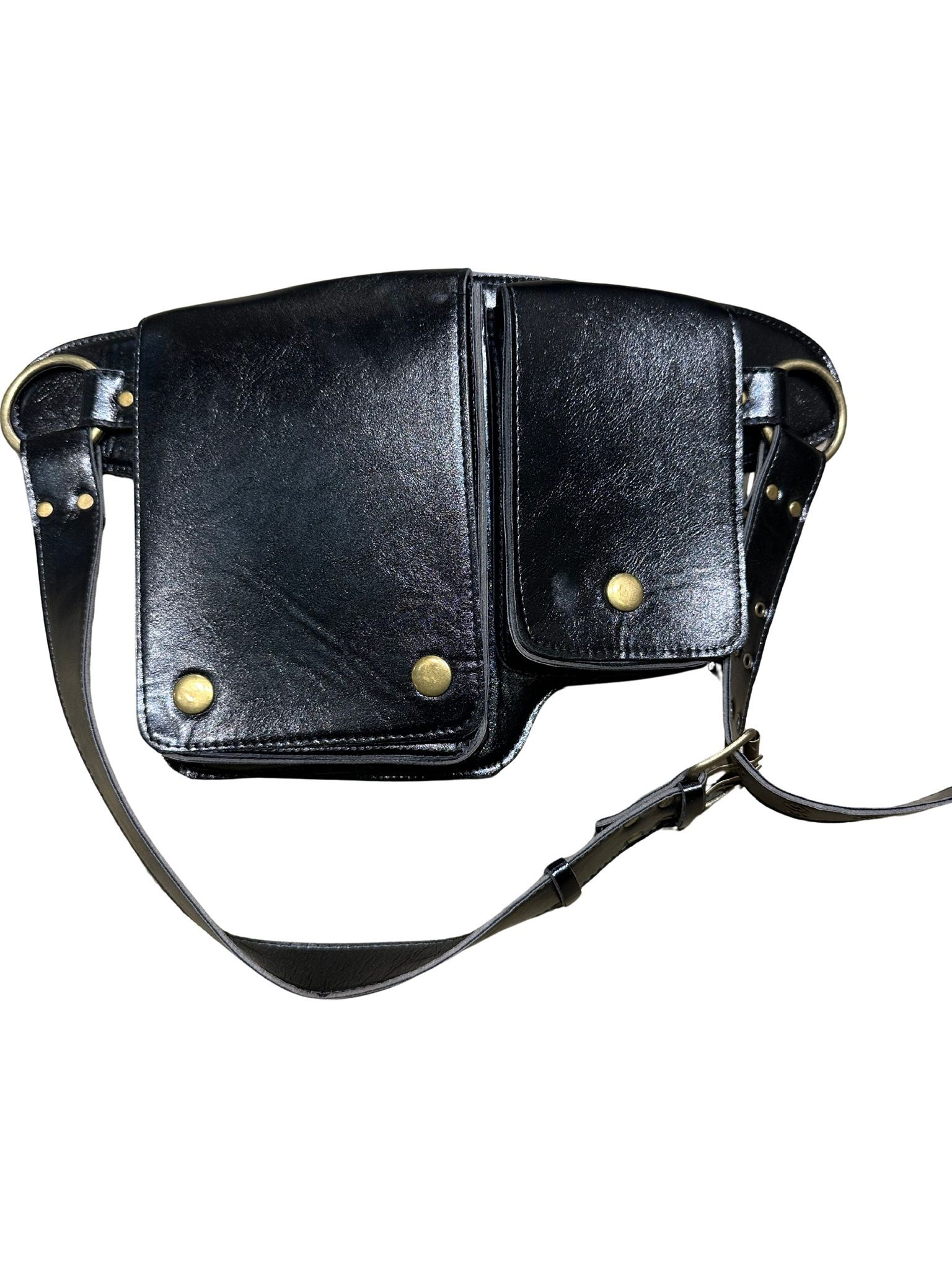 Black Leather Fanny Pack